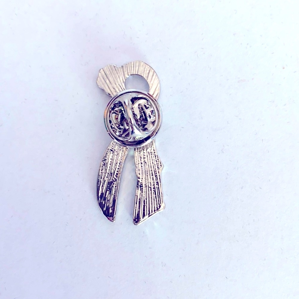 COPY - A black and silver ribbon of paw prints pin - Picture 3 of 4